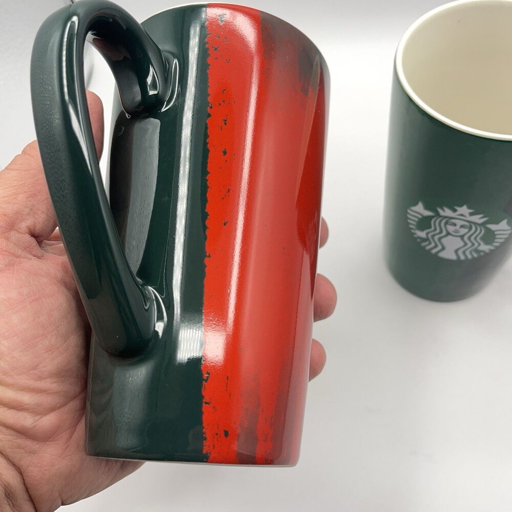 Starbucks Mugs 2021 Holiday Brush Strokes 16 oz Tall Ceramic Coffee Set of 2 - Picture 7 of 16